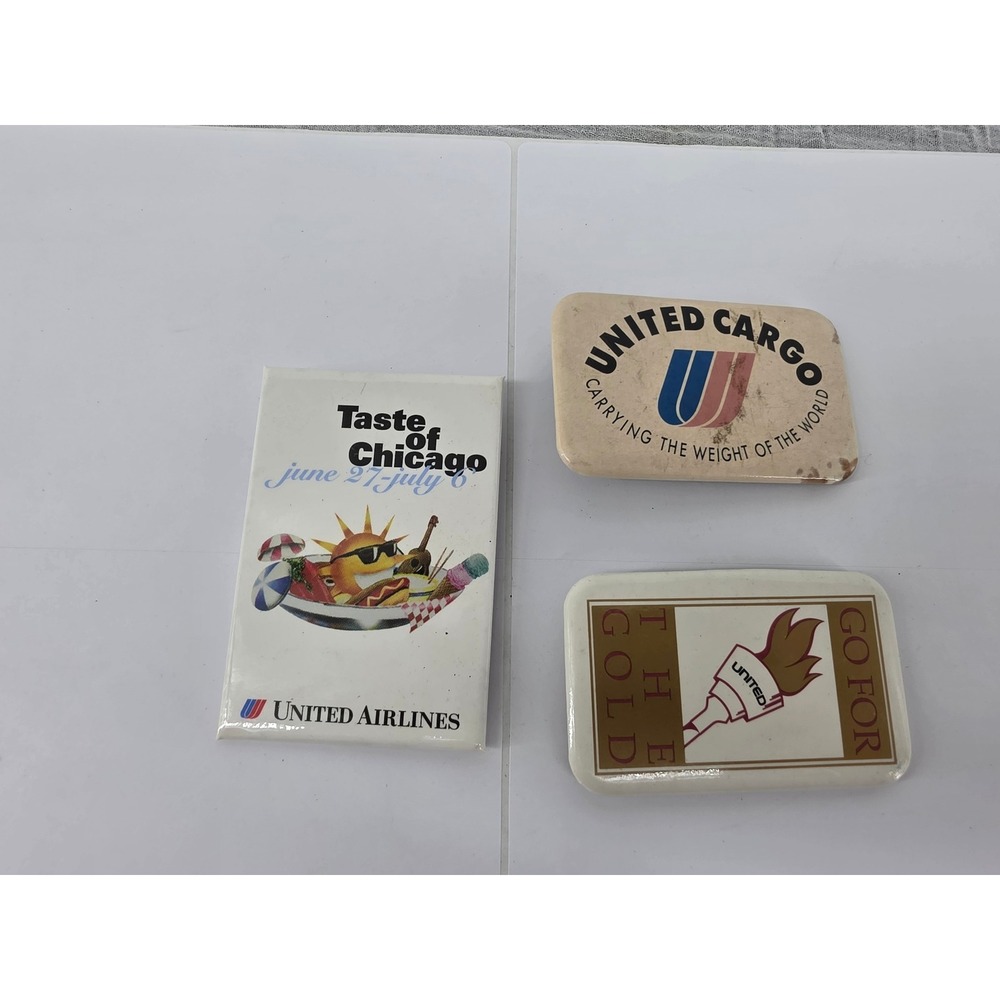 Vintage United Airlines Pinback Button Lot Taste of Chicago United Cargo Olympic